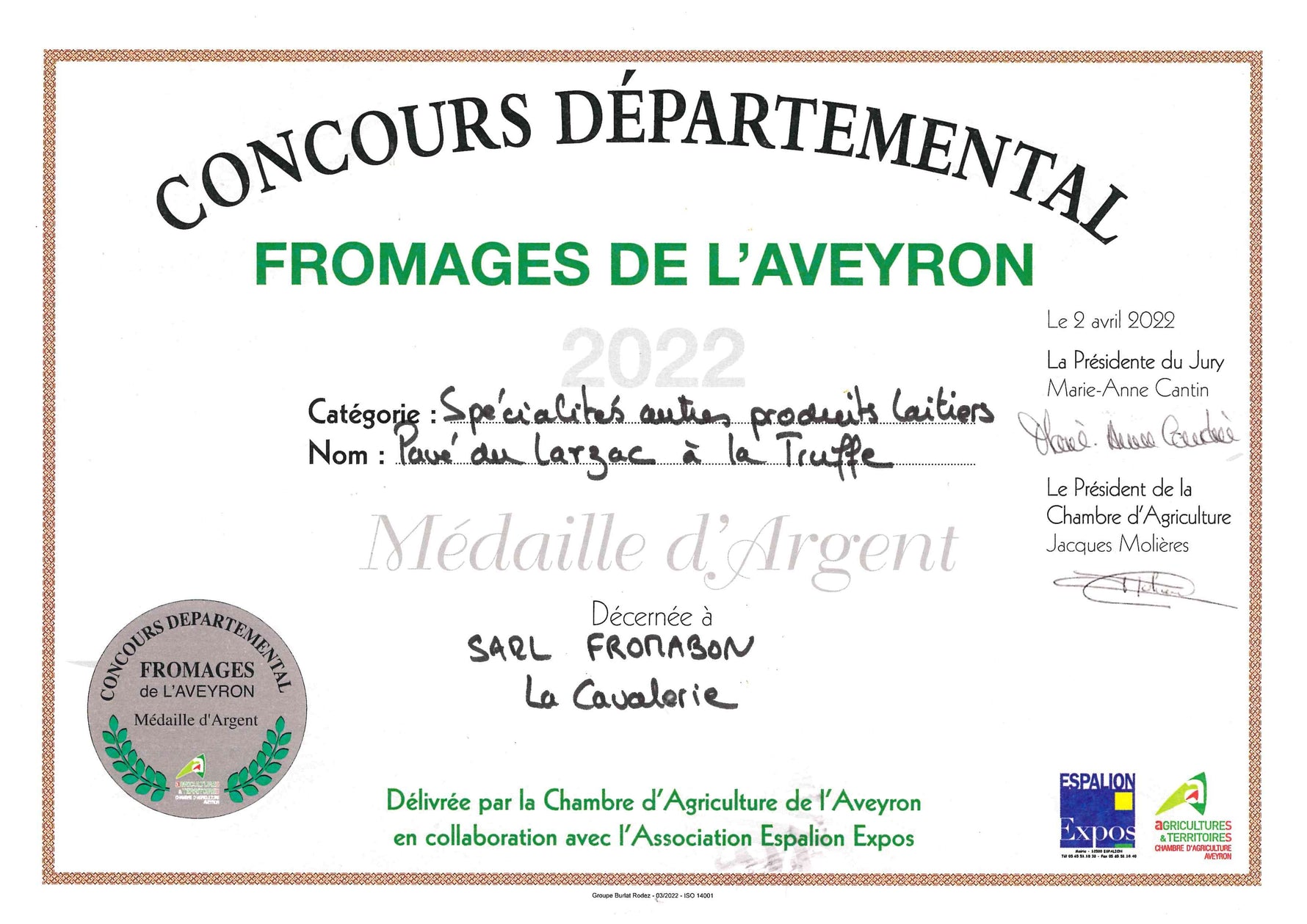 Spécialités autres produits laitiers