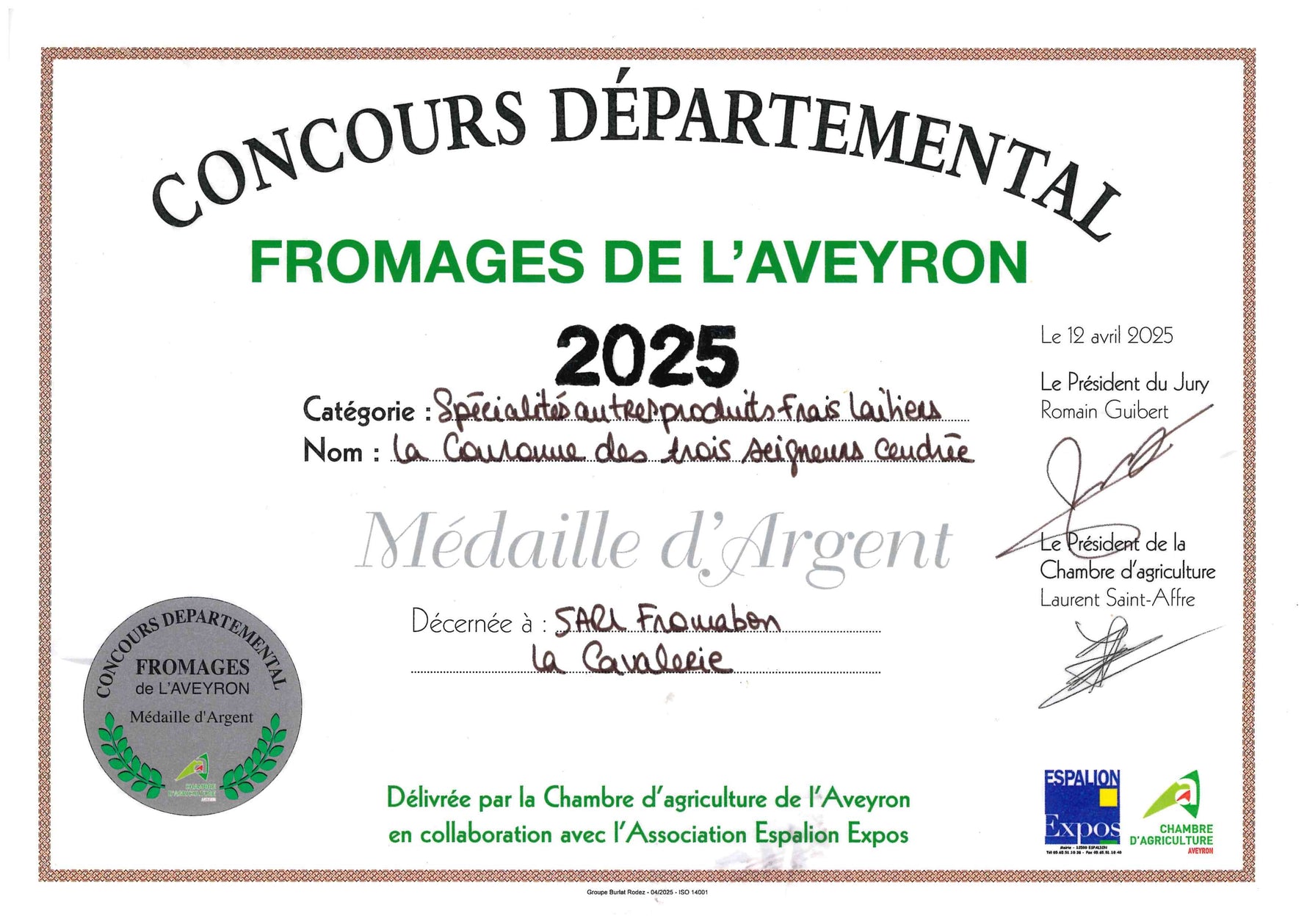 Spécialités autres produits frais laitiers